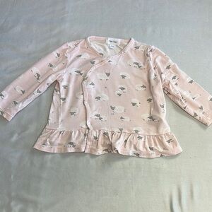 Angel Dear - long sleeve bamboo Blush cross body top with sheep design